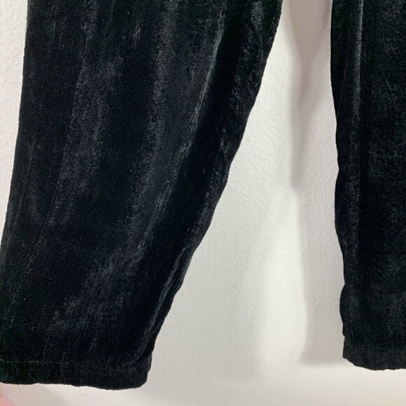 Small Pants Velvet Loungewear Straight Leg Elastic Tie Waist Black Carole Little - Picture 6 of 6